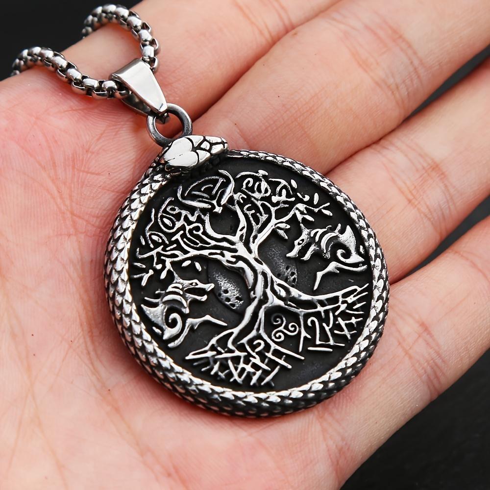 Винтажное мужское ожерелье викингов с волчьим деревом, скандинавская луна, кельтский узел, кулон, протектор, ювелирные изделия, подарочные аксессуары