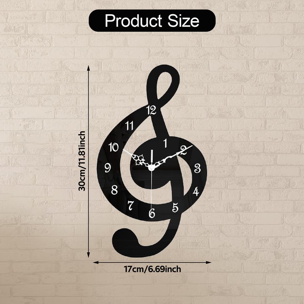 Modern Music Note Wall Clock Decorative Silent Non-Ticking Clock Artistic Musical Wall Art Decor Gift for Piano Room Studio