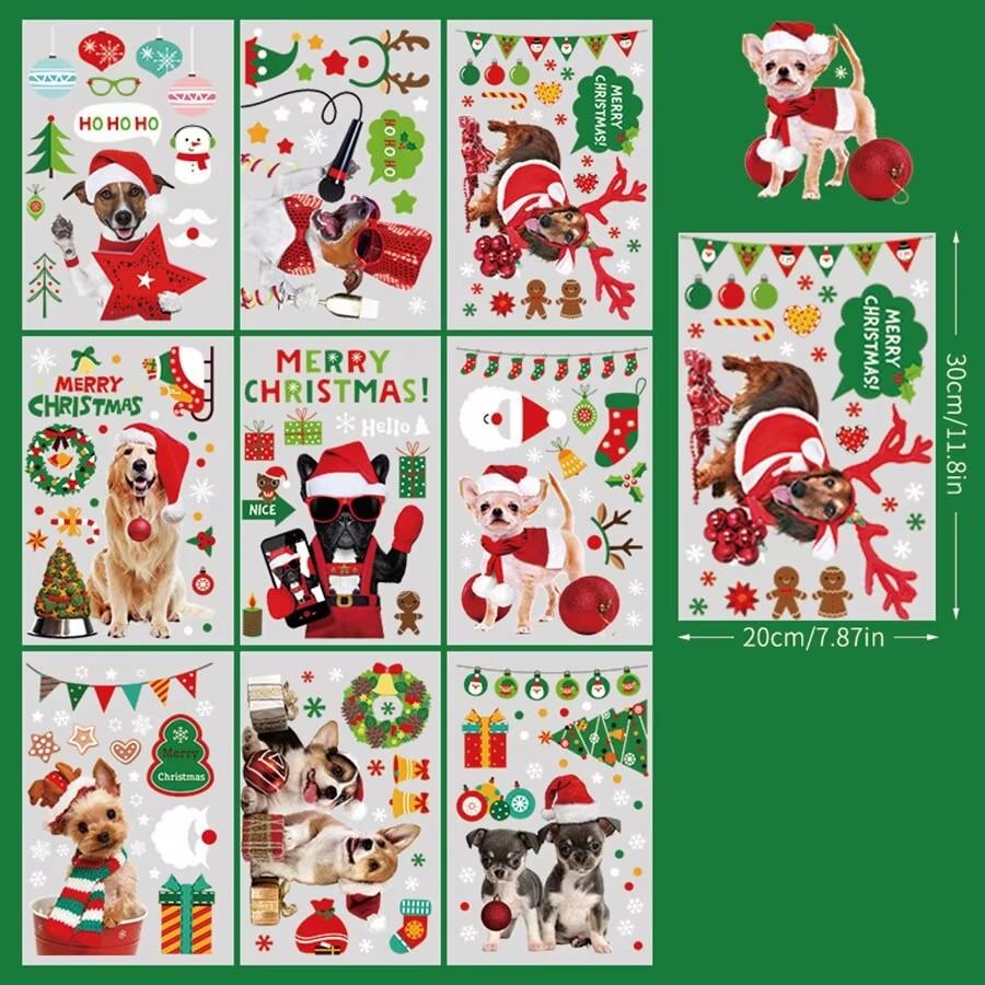 1Set Christmas Snowflake Window Clings Stickers For Glass, Xmas Decals Decorations Holiday Snowflake Santa Claus Reindeer Decals