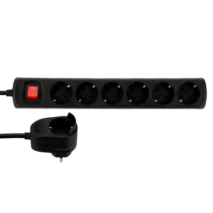 Rallonge multiprise - Powersplit - 0012692514 - 7 prises - 2m - Noir