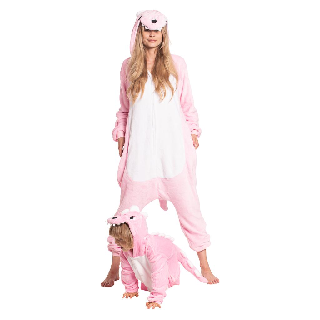 Piżama dla dzieci dziecięca kigurumi onesie kostium dinozaur różowy 135-145