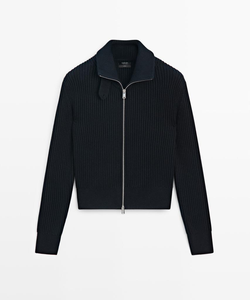 Кардиган Massimo Dutti из 100% хлопка с деталью на воротнике