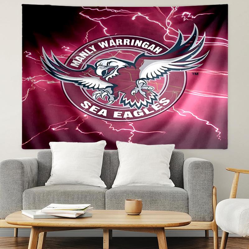 Manly Warringah Sea Eagles Print Tapestry, Lightweight Wall Hanging, for Bedroom, Dorm, Living Room, Home Art Decor, Birthday Christmas Gift for Frien