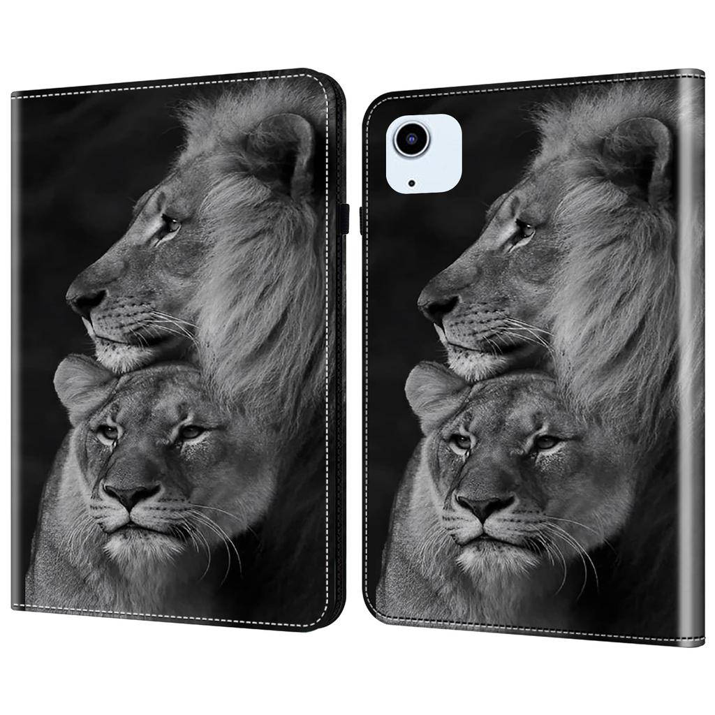 Для iPad Эйр 11 (2025)/(2024)/Воздух (2020)/(2022) Кожаный чехол Противоударная обложка для планшета с подставкой, Принт с узором