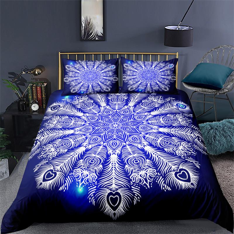 Soft Bohemian Chic Colorful Mandala Bedding Set Microfiber Galaxy Print Duvet Cover With Zipper Closure Pillow Case Home Textile