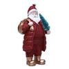 Christmas Santa Claus Figurine Miniature Resin Santa Ornament with Gift Bag for Holiday Indoor Home Tabletop Decor