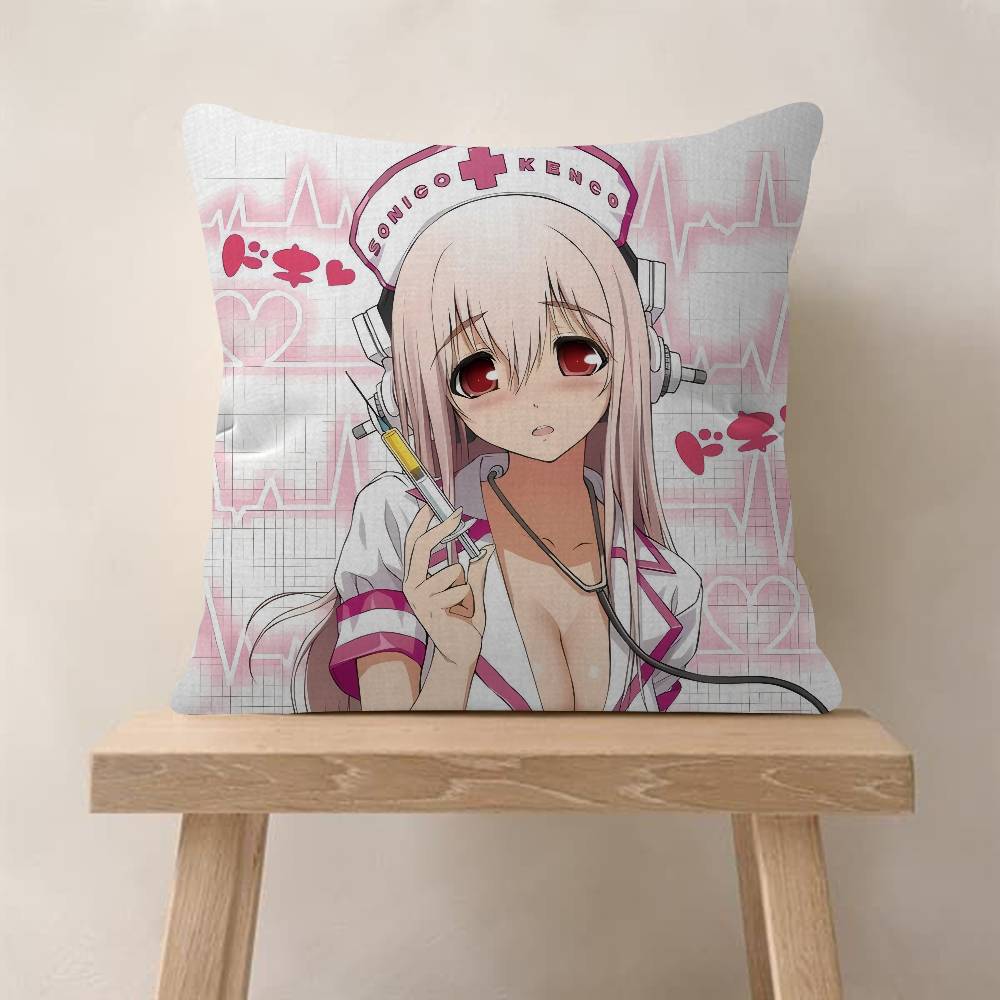 Красивая наволочка для подушки с изображением аниме Super Sonico 45x45 см, декоративная наволочка для подушки, наволочка для домашней подушки на диван