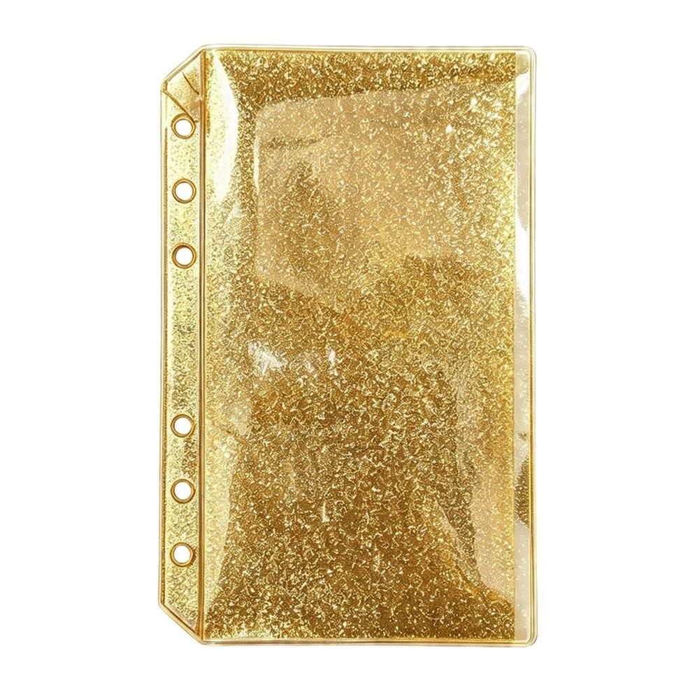 Flat Design PVC Binder Pockets A6 Colorful Glitter Document Filing Bag Waterproof 6-Hole Document Folders Journal Planner
