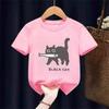 Fun A Black Cat Eating Fish Japanese Style kids TShirt Fashion Print T Shirt Breathable  TShirts Cotton Clothes