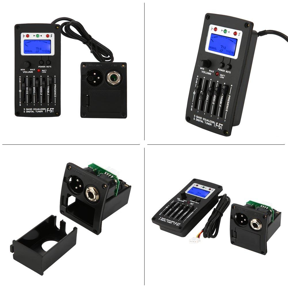 Digital Guitar Equalizer Tuner with LCD Acoustic Guitar Musical Instrument Accessory for Live and Home Studios 5-Band Screen, High-Precision Pickup,