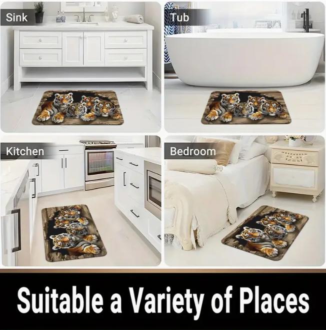 1 Piece of Blue and Welcome Doormat Paired with Turquoise Wood Board Design for Retro Home Decoration Mats