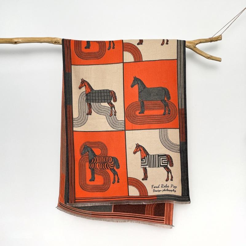 Thickened 0g Autumn and Winter Horse Color Matching Fashionable Atmosphere Women's Imitation Cashmere Warm Scarf Air Conditioner Shawl Scarf