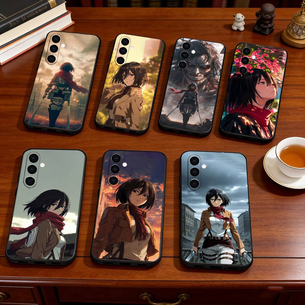 Anime A-Attack on Titan M-Mikasa Ackerman Phone Case Black Silicone Soft For Samsung Galaxy A73,A72,A71,A70,A53,A52,A51