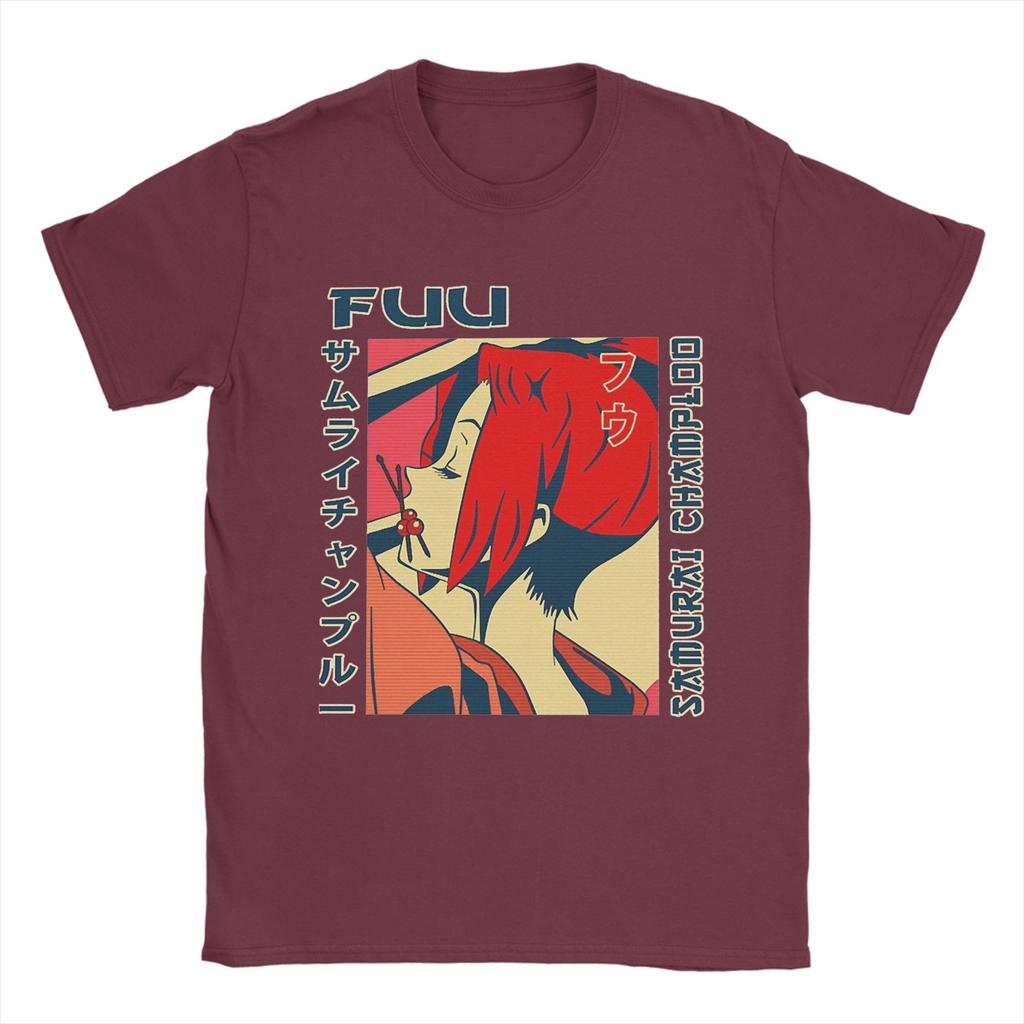 Mugen Samurai Champloo Card Anime T Shirts Unisex Unisex Pure Cotton Funny TShirt Round Neck Tees Short Sleeve Tops Printing