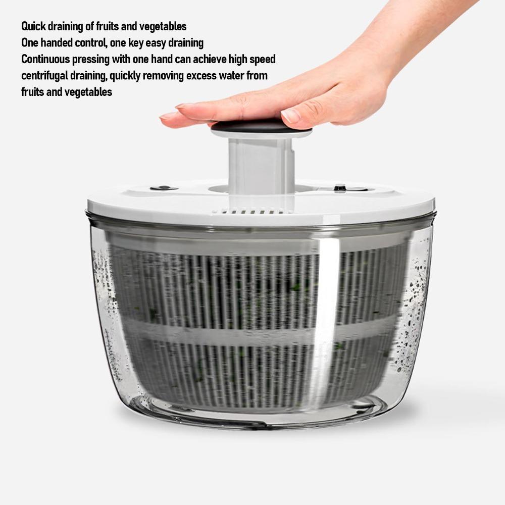 Large Capacity Salad Spinner Transparent Black Salad Washer Vegetables and Fruits