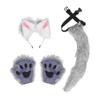 Plush Ear Paw Tail Set High Simulation Faux Fur Wolf Cat Ear Tail Paw Set for Cosplay Carnival