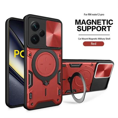 Магнитный чехол со шторкой для камеры для Poco F6 X6 X5 Pro 5G X4 GT X3 NFC Чехол-подставка с кольцом для Magsafe для Poco F5 M6 M4 Pro M5S
