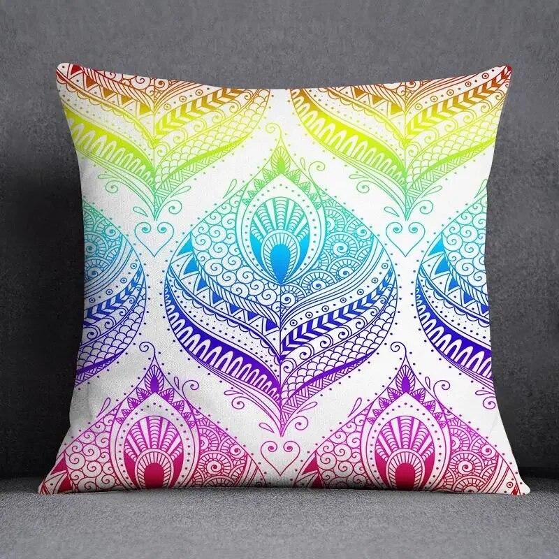 Retro Mandala Pattern Double Sided Pillowcase Decorative Square Cushion Cover for Home and Office Insert Not Included