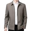 Men Jacket Lapel Solid Color Mid-aged Elderly Men Long Sleeve Zipper Closure Straight Formal Business Casual Soft Spring Fall Daily Coat