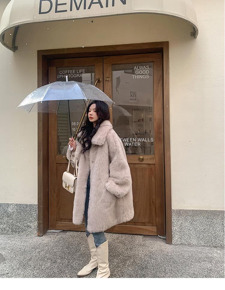 Женское пальто из искусственного меха большого размера, зимняя плюшевая куртка Тедди, плотные теплые пальто с длинными рукавами, женская зимняя верхняя одежда