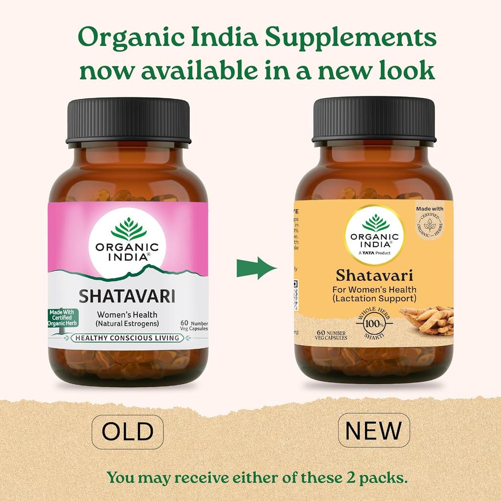 ORGANIC INDIA Shatavari 60 Veg Capsules for Women Hormonal Balance Health Vitality Support