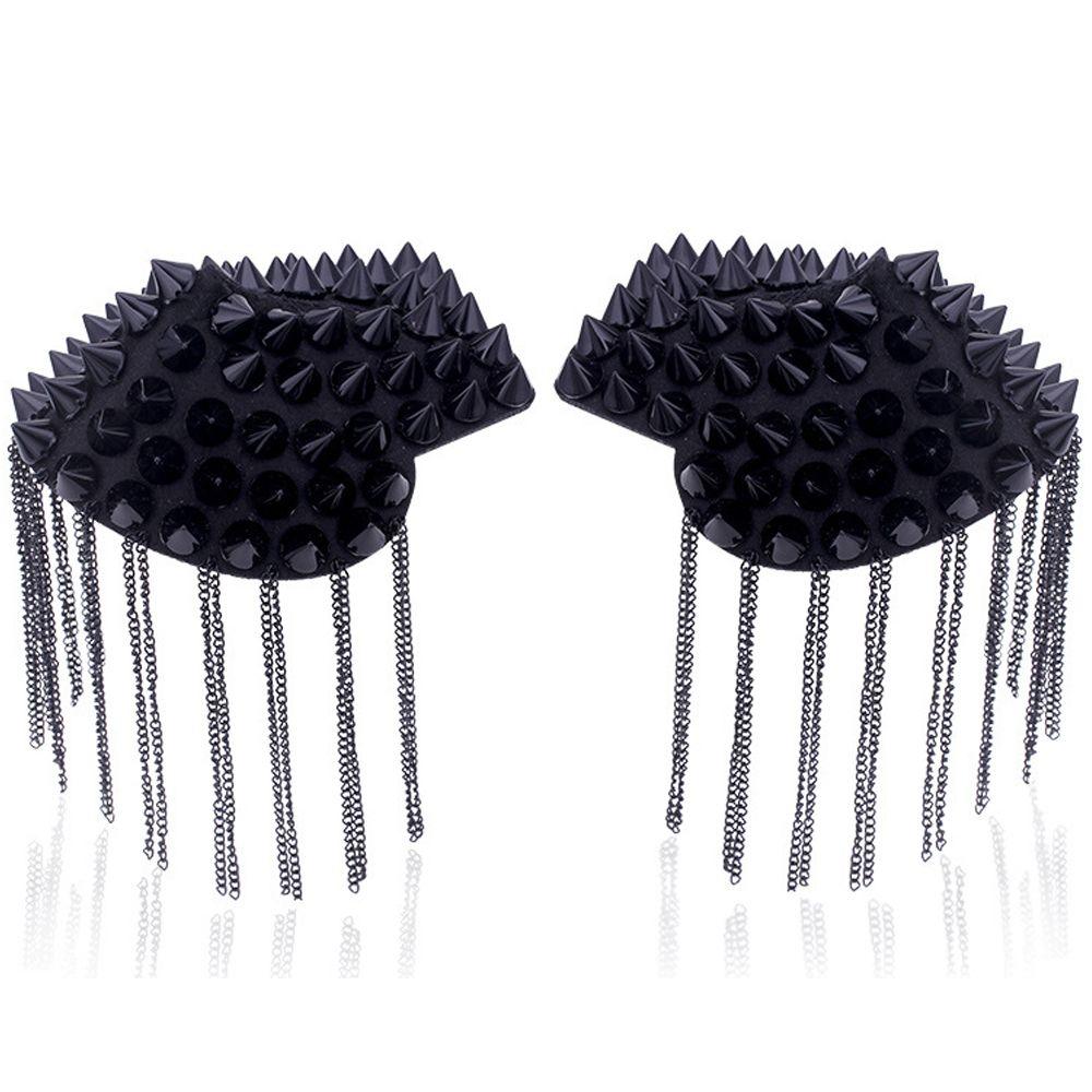 Новая мода 1 пара цепочка кисточка заклепка наплечник брошь панк кисточка металлический эполет для женщин мужчин