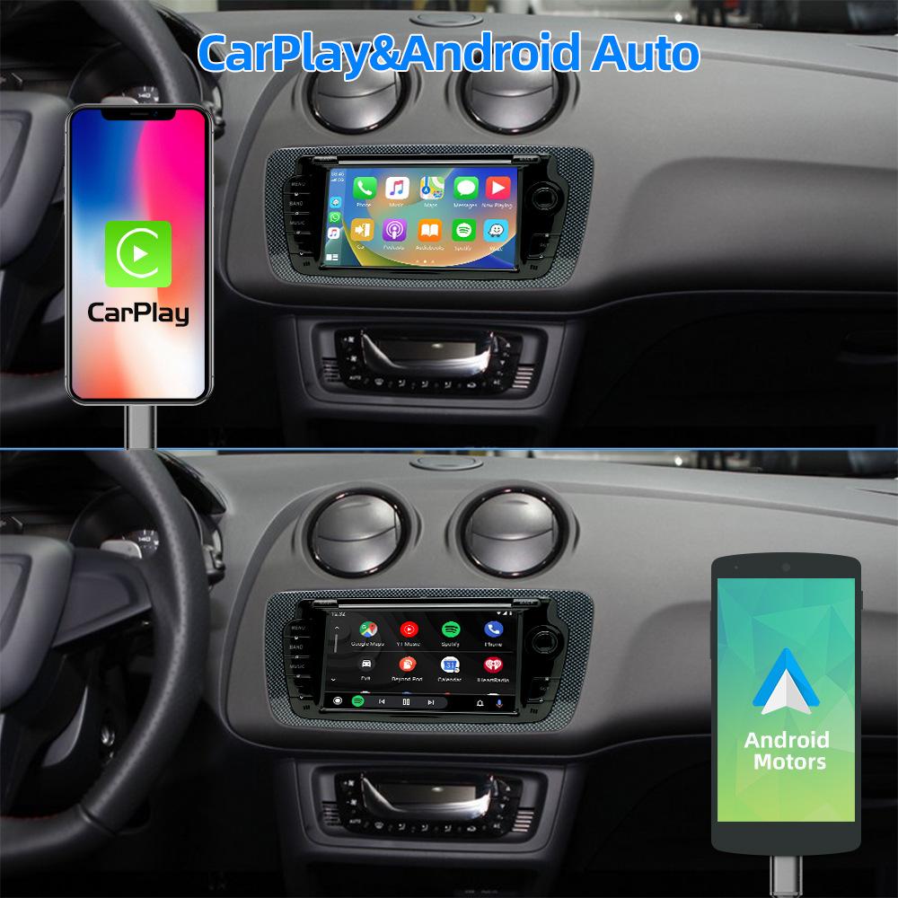Car Radio with Carplay Android Auto for SEAT Ibiza Pizza 09-13 IPS Touch Screen GPS Navigation Intelligent Systems AHD