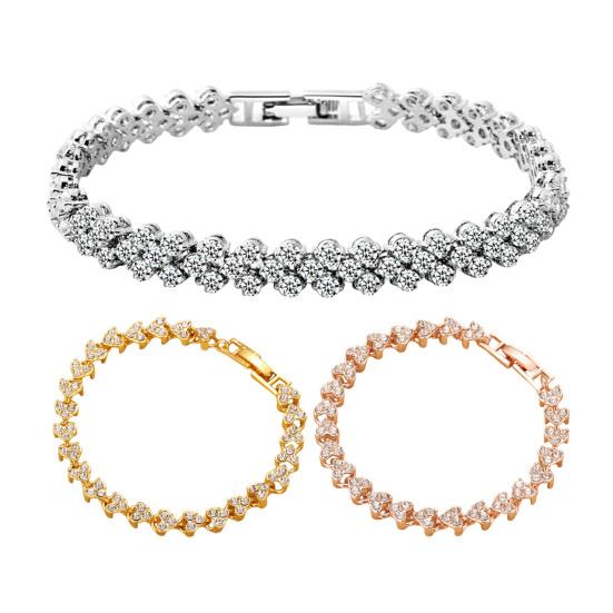 Браслет с инкрустацией кубическим цирконием, блестящий браслет, гипоаллергенный, регулируемая длина, застежка-лобстер, сверкающее ювелирное украшение, подарок