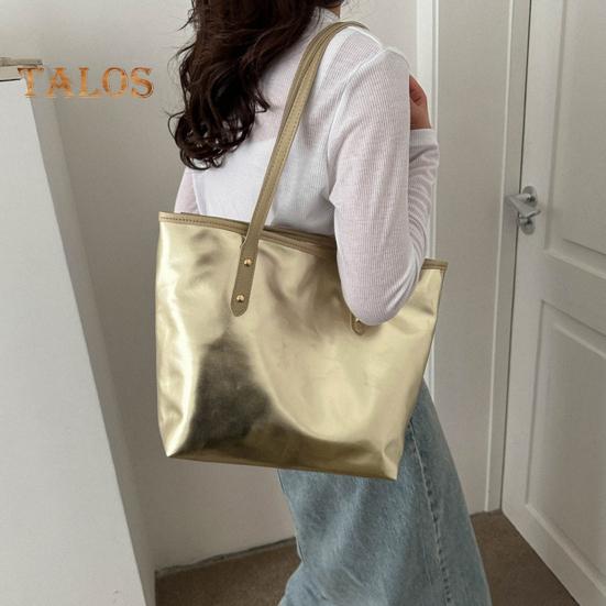 Женская сумка-тоут из искусственной кожи, однотонная сумка через плечо, глянцевая, повседневная, для подмышки, для телефона, ключей, карт, работы, путешествий, вечеринок