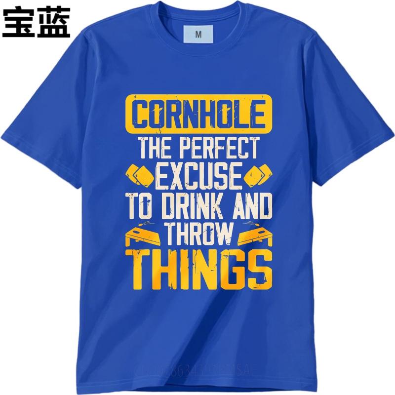 Plus Size Summer Men Tshirt Cornhole The Perfect Excuse To Drink And Throw Things Short Sleeve Relaxed Fit O Neck Tee Shirt