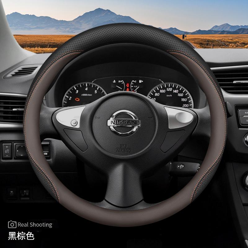 Leather Car Steering Wheel Cover For Nissan Sentra Versa Kicks Qashqai X-Trail Juke Terra 2024 2025 2026 Interior Accessories