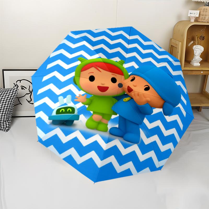 Автоматический зонт в стиле Pocoyo, легкий и портативный, 8 спиц, идеально подходит для путешествий на свежем воздухе, на дни рождения, Рождество, в качестве подарков.