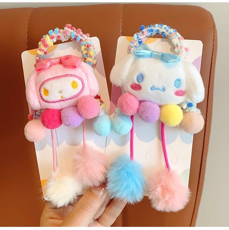 Детская повязка на голову Повязка на голову Куроми Пряжа Милая мультяшная резинка для волос Девочка Завязанный хвостик Голова-пончик Аксессуар для волос Sanrio