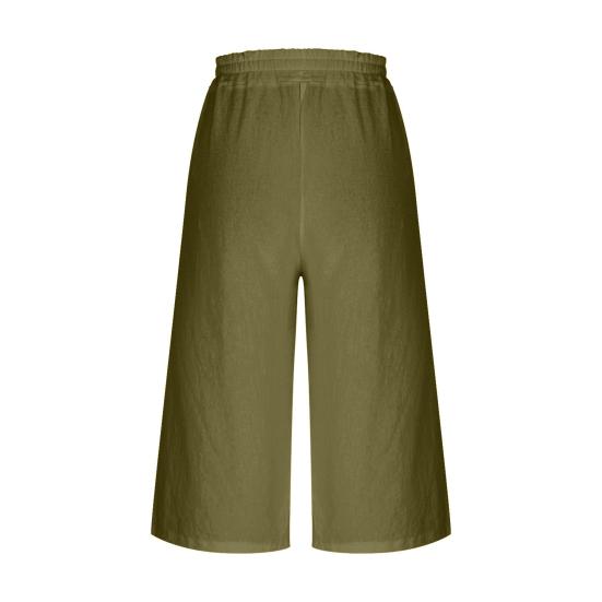 Женские укороченные брюки Эластичная высокая талия Прямые широкие брюки Повседневные брюки с карманами Однотонные