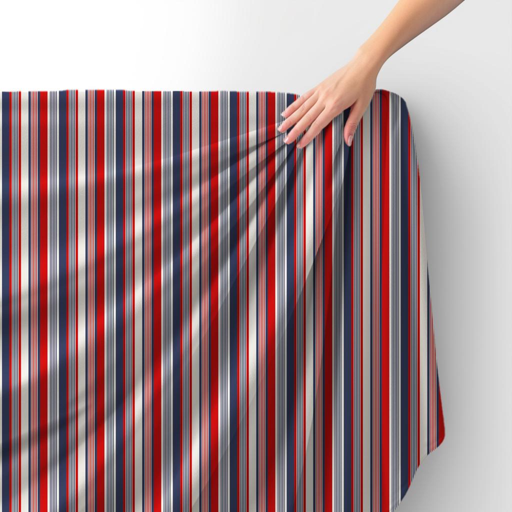 Royal Samt Stoff Polyester Zum Nähen - Motiv Rote Und Blaue Streifen