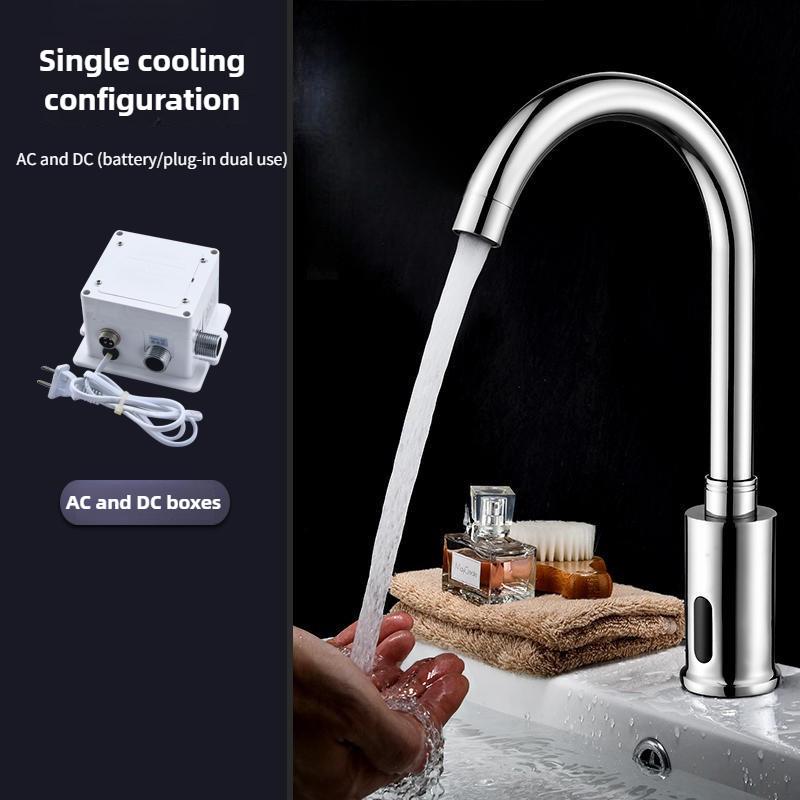 Полностью автоматический интеллектуальный сенсорный кран для кухни, медный водопроводный кран для бытовой раковины в ванной комнате, устройство для мытья рук