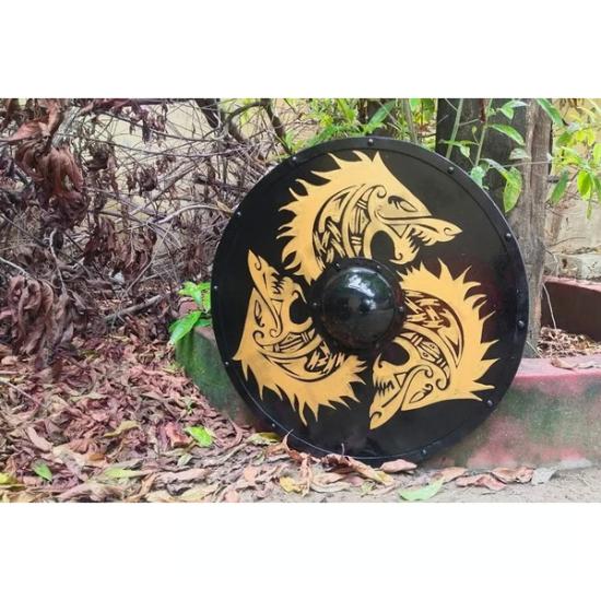 Madieval Viking Wooden Shield Round Authentic Battleworn Norse Battle Handmade