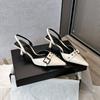 High-heeled Sandals for Women's Summer Belt Buckle Bag Head Pumps Womens New One-word Strap Stiletto Pointed High Heels Women