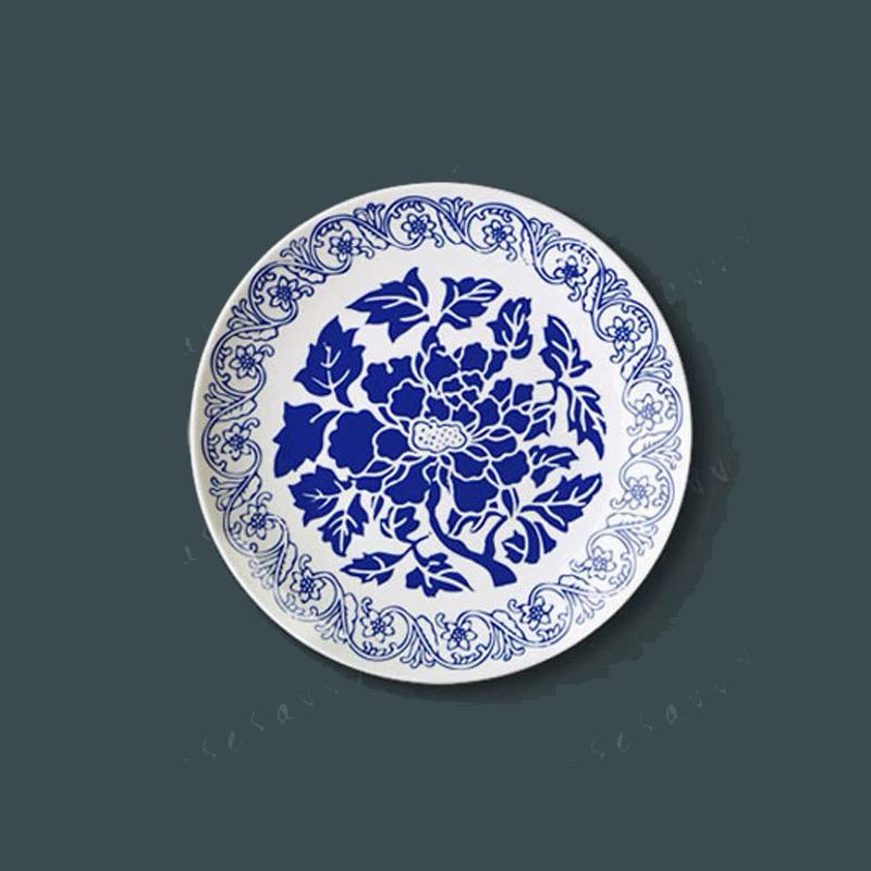 Chinese Traditional Blue and White China Painting Decorative Wall Hanging Plate Home Room Hotel Crafts Art Background Decoration