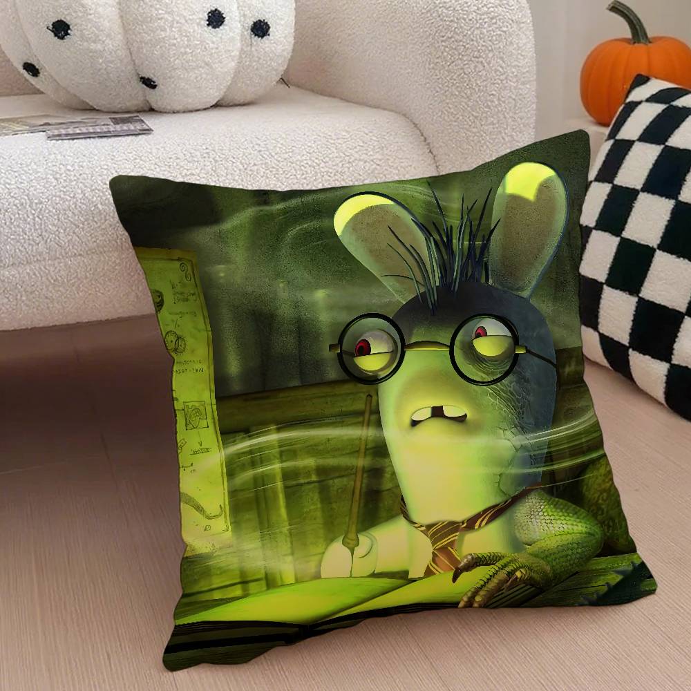 Аниме R-Raving Rabbids Наволочка Противопылевой клещ Наволочка Невидимая молния Шелковистый короткий плюш Чехол на подушку для дивана