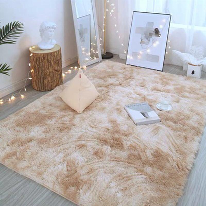 Nordic Style Grey Carpet Tie Dyeing Plush Soft Carpets for Living Room Bedroom Anti Slip Water Absorption Area Rugs Floor Mat