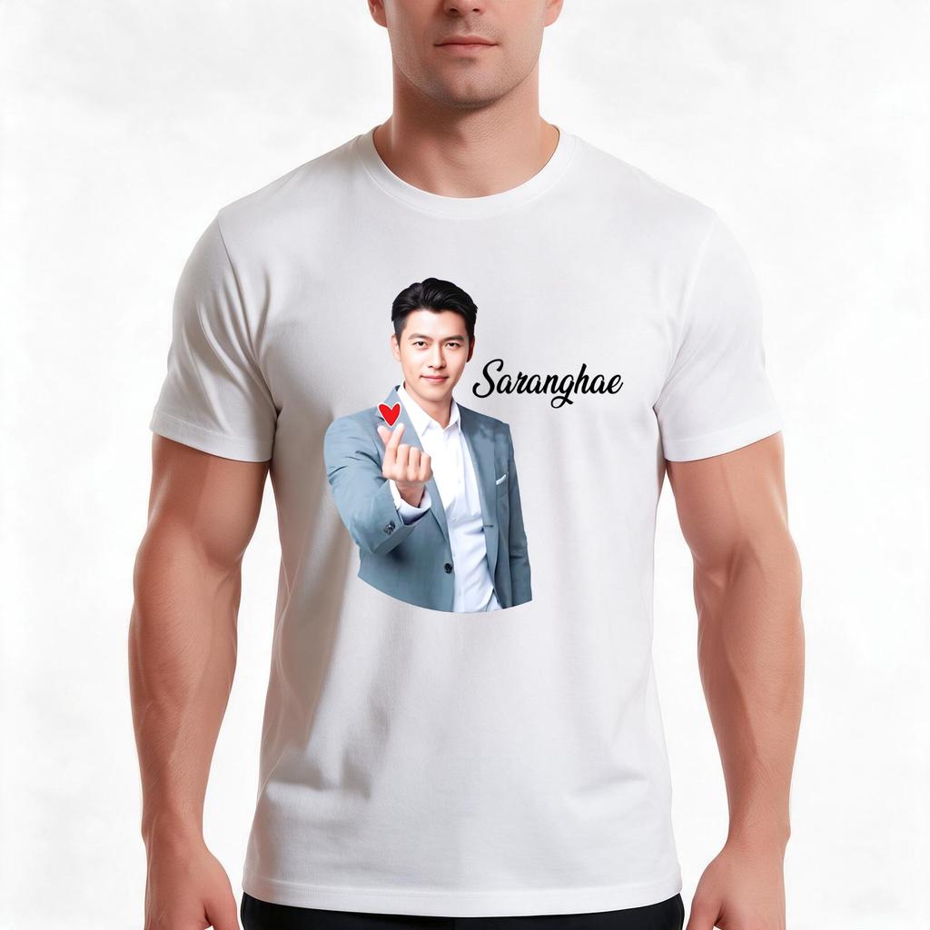 Hyun Bin Saranghae Korean Actor Tshirt Summer Casual Cotton Tee Oversized Streetwear Tops Vintage Graphic Print 100 Cotton
