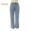 Широкие джинсы для женщин, эластичные джинсовые брюки с высокой талией и карманами, повседневные прямые джинсовые брюки