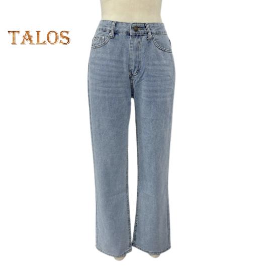 Широкие джинсы для женщин, эластичные джинсовые брюки с высокой талией и карманами, повседневные прямые джинсовые брюки