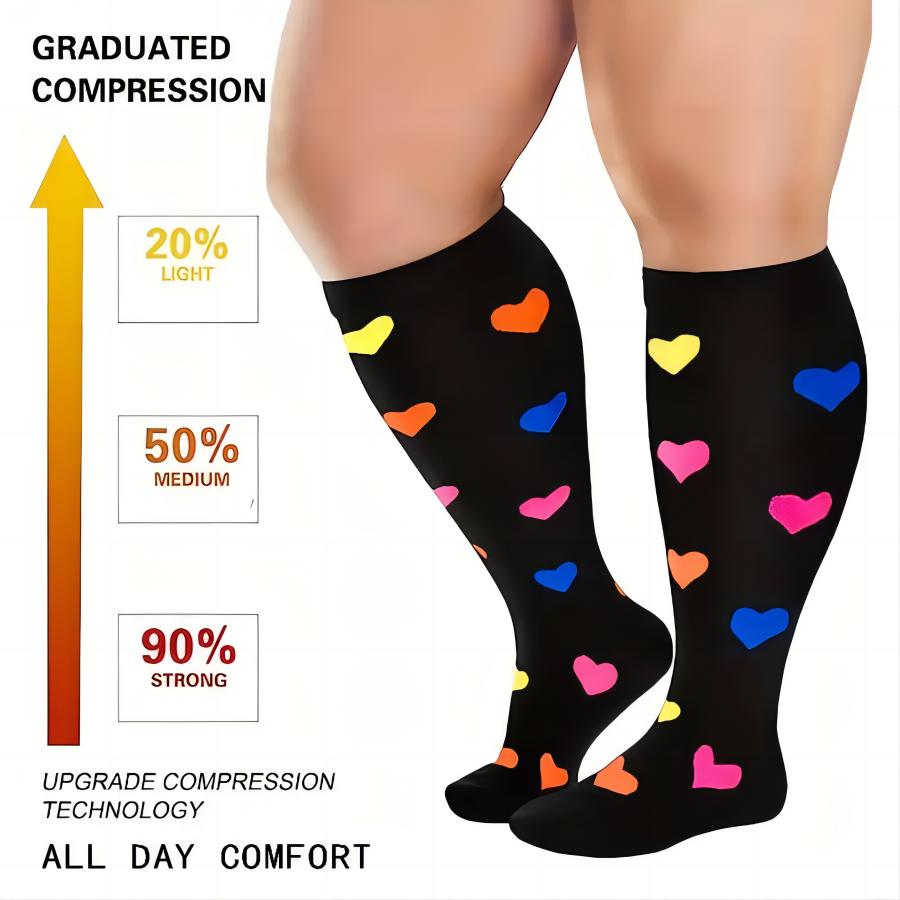 1/3 Pairs Plus Size Compression Socks For Women Wide Calf Knee High Support For Running Athletic Fit Cycling
