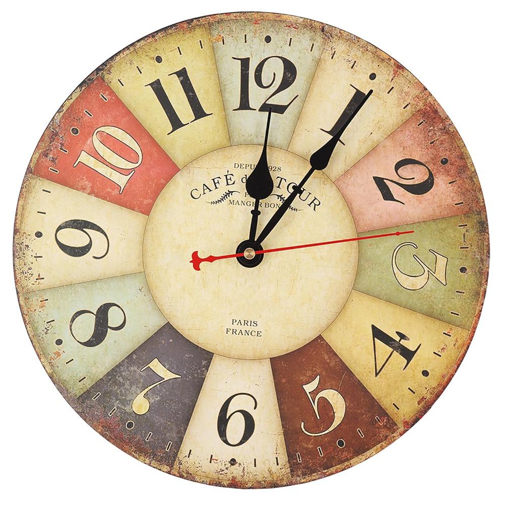 12 Inch Quartz Wall Clock Battery Operated Retro Wall Clock Wooden Wall Clock  Country Style Decor