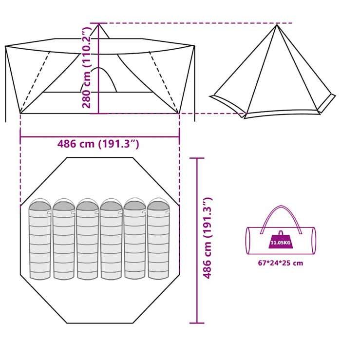 VidaXL Family Tent Tipi 8 Persons Camouflage Waterproof, Tent, Camping Shelter, Garden Shelter, Camping Tent, 4009451