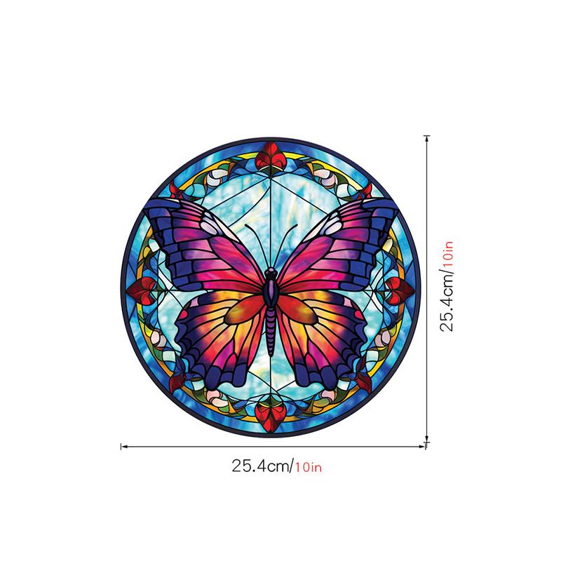 Retro Stained Hummingbird Butterfly Flower Film Window Glass Electrostatic Stickers Colorful