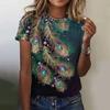Летняя модная женская футболка с павлиньим пером и 3D принтом, топ в стиле Харадзюку, красочные индивидуальные футболки с короткими рукавами, одежда оверсайз