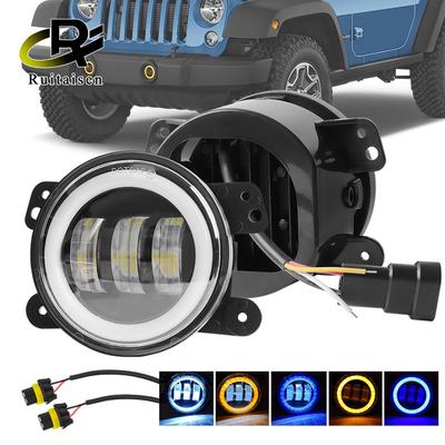 4-дюймовый светодиодный фонарь Angel Eye Led LED DRL с синим противотуманным фонарем белого янтарного цвета с кольцевым ореолом DRL для Jeep Wrangler JK TJ Dodge Journey